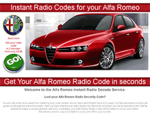 Tablet Screenshot of alfa-romeo-radio-code.co.uk